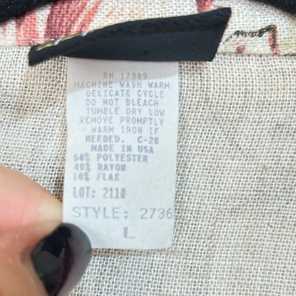 Vintage 90’s Floral Print Neutral Flax Blend Women's Blazer Size Large - Picture 9 of 13